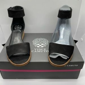 Vince Camuto Suede Two-Piece Sandals Rejjie Black womens 8m